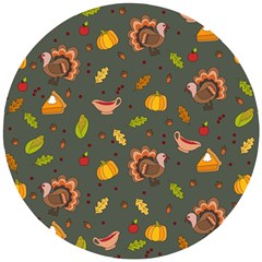 Thanksgiving Turkey Pattern Wooden Puzzle Round by Valentinaart