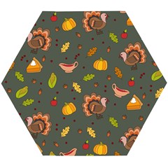 Thanksgiving Turkey Pattern Wooden Puzzle Hexagon by Valentinaart