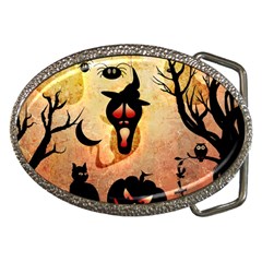 Funny Halloween Design, Pumpkin, Cat, Owl And Crow Belt Buckles by FantasyWorld7