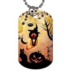 Funny Halloween Design, Pumpkin, Cat, Owl And Crow Dog Tag (one Side) by FantasyWorld7