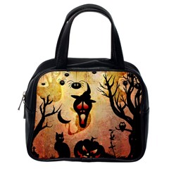 Funny Halloween Design, Pumpkin, Cat, Owl And Crow Classic Handbag (one Side) by FantasyWorld7