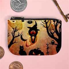 Funny Halloween Design, Pumpkin, Cat, Owl And Crow Mini Coin Purse by FantasyWorld7