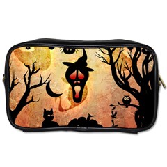 Funny Halloween Design, Pumpkin, Cat, Owl And Crow Toiletries Bag (two Sides) by FantasyWorld7