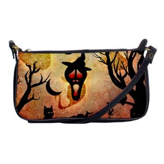 Funny Halloween Design, Pumpkin, Cat, Owl And Crow Shoulder Clutch Bag by FantasyWorld7