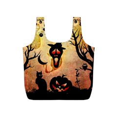 Funny Halloween Design, Pumpkin, Cat, Owl And Crow Full Print Recycle Bag (s)