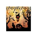 Funny Halloween Design, Pumpkin, Cat, Owl And Crow Satin Bandana Scarf Front