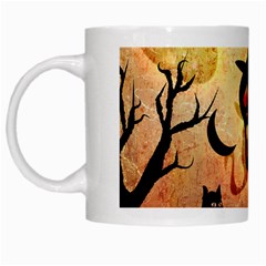 Funny Halloween Design, Pumpkin, Cat, Owl And Crow White Mugs by FantasyWorld7