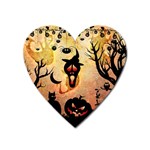 Funny Halloween Design, Pumpkin, Cat, Owl And Crow Heart Magnet Front