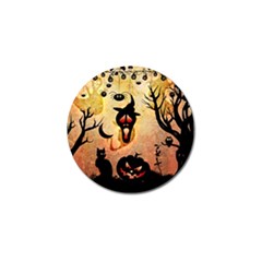 Funny Halloween Design, Pumpkin, Cat, Owl And Crow Golf Ball Marker by FantasyWorld7