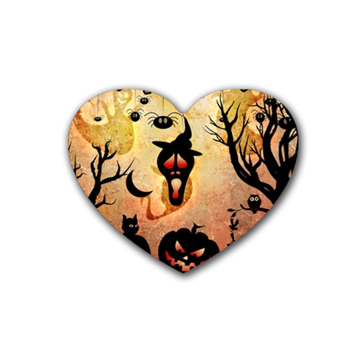 Funny Halloween Design, Pumpkin, Cat, Owl And Crow Heart Coaster (4 pack) 