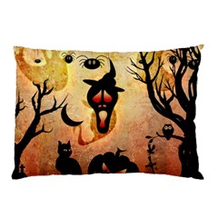 Funny Halloween Design, Pumpkin, Cat, Owl And Crow Pillow Case by FantasyWorld7