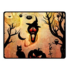 Funny Halloween Design, Pumpkin, Cat, Owl And Crow Fleece Blanket (small) by FantasyWorld7