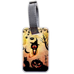 Funny Halloween Design, Pumpkin, Cat, Owl And Crow Luggage Tag (two Sides) by FantasyWorld7