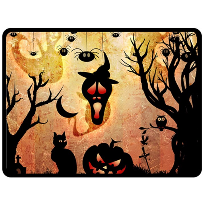 Funny Halloween Design, Pumpkin, Cat, Owl And Crow Double Sided Fleece Blanket (Large) 