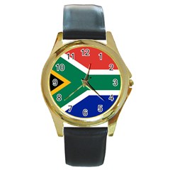 South Africa Flag Round Gold Metal Watch by FlagGallery