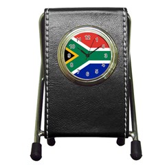 South Africa Flag Pen Holder Desk Clock by FlagGallery