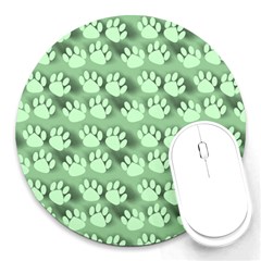 Pattern Texture Feet Dog Green Round Mousepads by HermanTelo