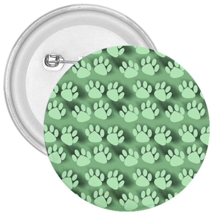 Pattern Texture Feet Dog Green 3  Buttons