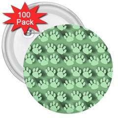 Pattern Texture Feet Dog Green 3  Buttons (100 Pack)  by HermanTelo