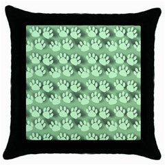 Pattern Texture Feet Dog Green Throw Pillow Case (black) by HermanTelo