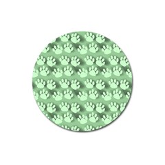 Pattern Texture Feet Dog Green Magnet 3  (round) by HermanTelo