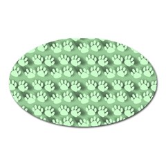 Pattern Texture Feet Dog Green Oval Magnet by HermanTelo