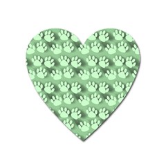 Pattern Texture Feet Dog Green Heart Magnet