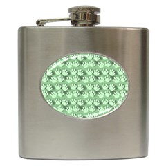 Pattern Texture Feet Dog Green Hip Flask (6 Oz) by HermanTelo