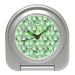 Pattern Texture Feet Dog Green Travel Alarm Clock