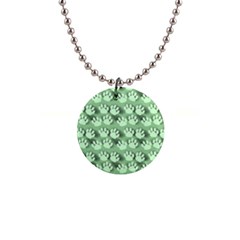 Pattern Texture Feet Dog Green 1  Button Necklace by HermanTelo