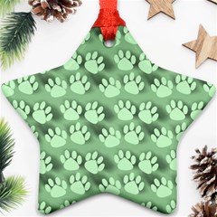 Pattern Texture Feet Dog Green Star Ornament (two Sides)