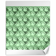 Pattern Texture Feet Dog Green Canvas 16  X 20 