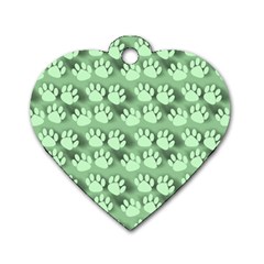 Pattern Texture Feet Dog Green Dog Tag Heart (two Sides)