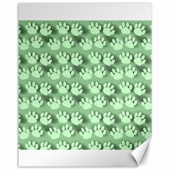 Pattern Texture Feet Dog Green Canvas 11  X 14  by HermanTelo