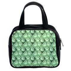 Pattern Texture Feet Dog Green Classic Handbag (two Sides)