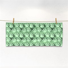 Pattern Texture Feet Dog Green Hand Towel by HermanTelo