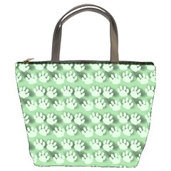 Pattern Texture Feet Dog Green Bucket Bag