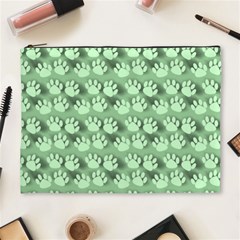 Pattern Texture Feet Dog Green Cosmetic Bag (xl)