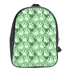 Pattern Texture Feet Dog Green School Bag (large) by HermanTelo