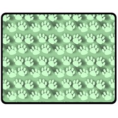 Pattern Texture Feet Dog Green Fleece Blanket (medium)  by HermanTelo