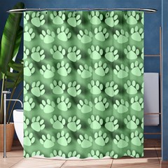 Pattern Texture Feet Dog Green Shower Curtain 60  X 72  (medium)  by HermanTelo