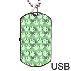 Pattern Texture Feet Dog Green Dog Tag Usb Flash (two Sides)