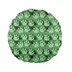 Pattern Texture Feet Dog Green Standard 15  Premium Round Cushions by HermanTelo