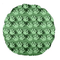 Pattern Texture Feet Dog Green Large 18  Premium Round Cushions