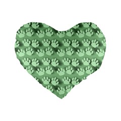 Pattern Texture Feet Dog Green Standard 16  Premium Heart Shape Cushions by HermanTelo