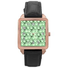 Pattern Texture Feet Dog Green Rose Gold Leather Watch 