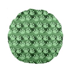 Pattern Texture Feet Dog Green Standard 15  Premium Flano Round Cushions by HermanTelo