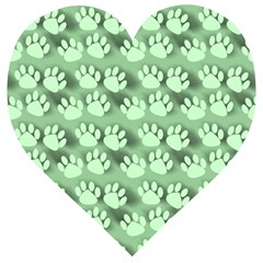 Pattern Texture Feet Dog Green Wooden Puzzle Heart