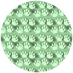 Pattern Texture Feet Dog Green Wooden Puzzle Round by HermanTelo