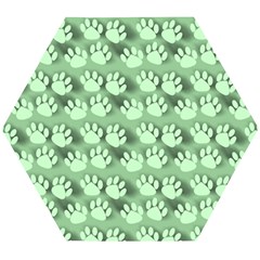 Pattern Texture Feet Dog Green Wooden Puzzle Hexagon